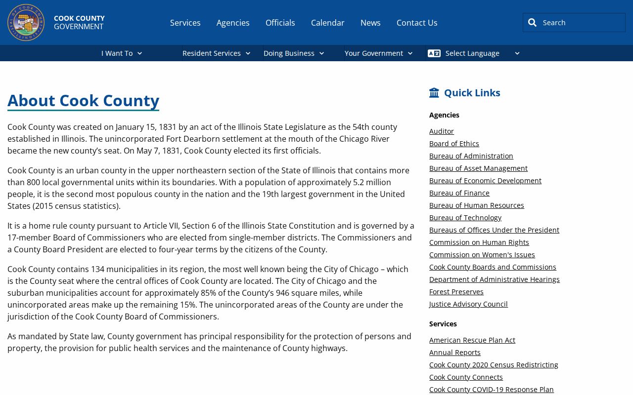 Cook County government overview for Burbank record jurisdiction