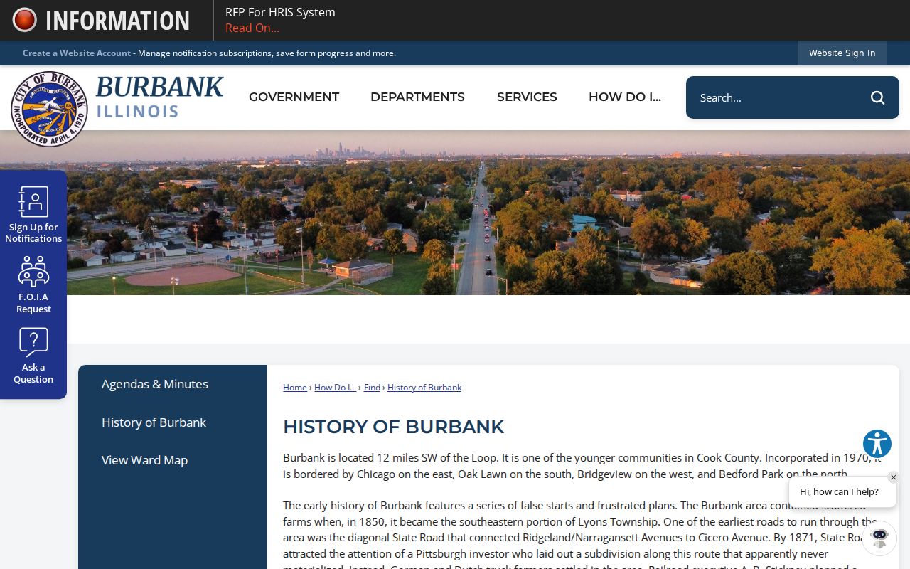 Official history of Burbank and its 1970 incorporation