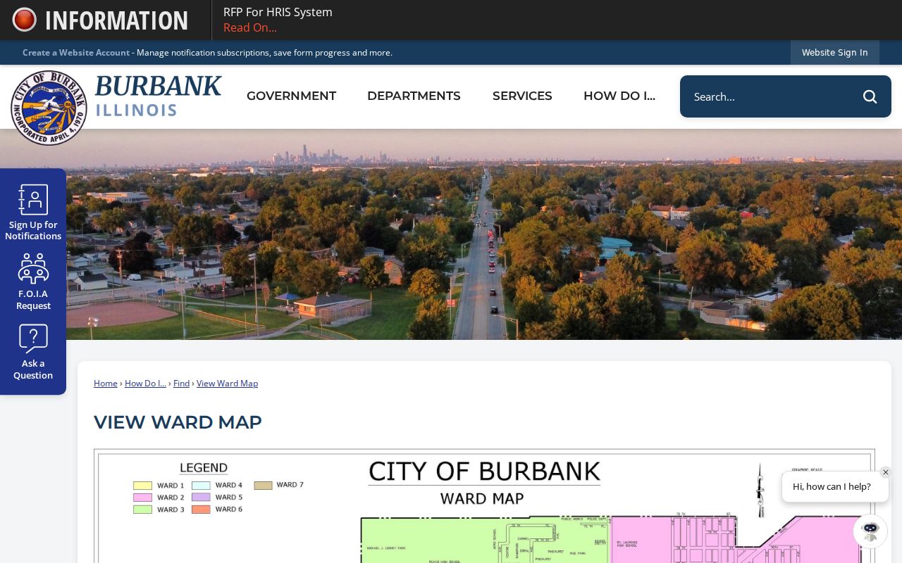 Official Burbank ward map used to place neighbors within city geography