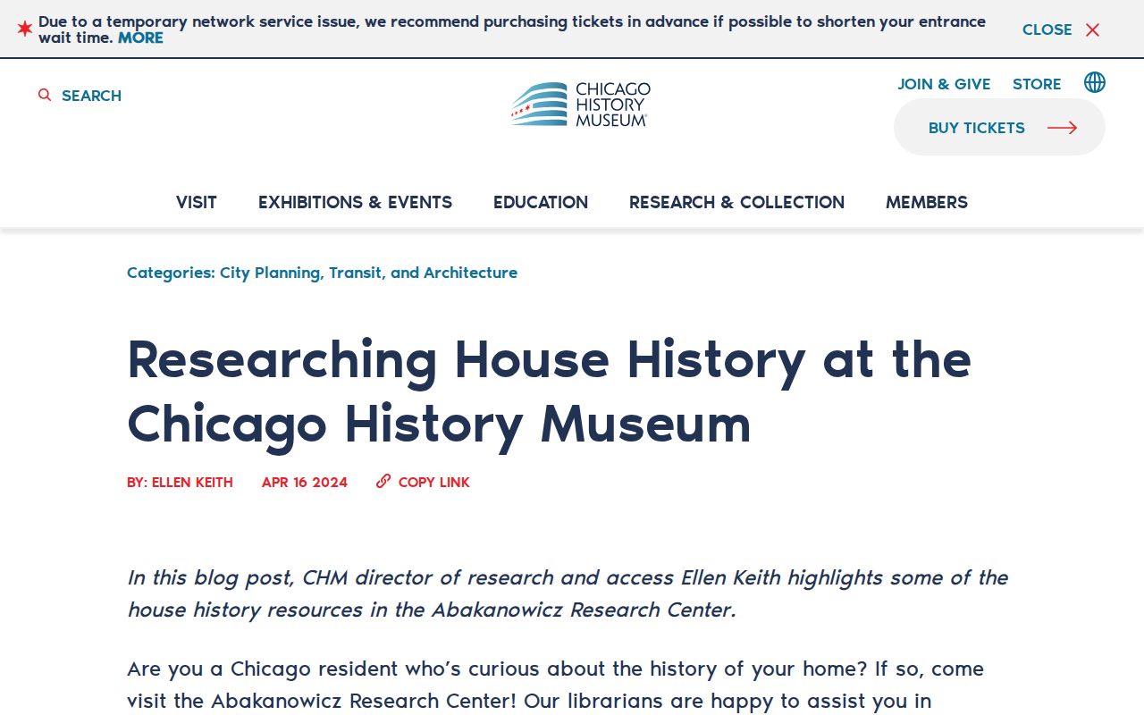 Chicago History Museum house-history workflow for researching an older Burbank address