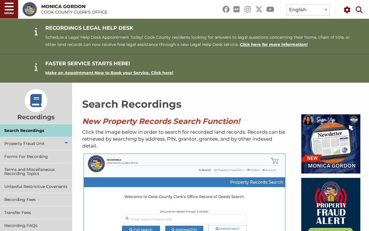 Cook County Clerk recording search used to trace Burbank previous residents