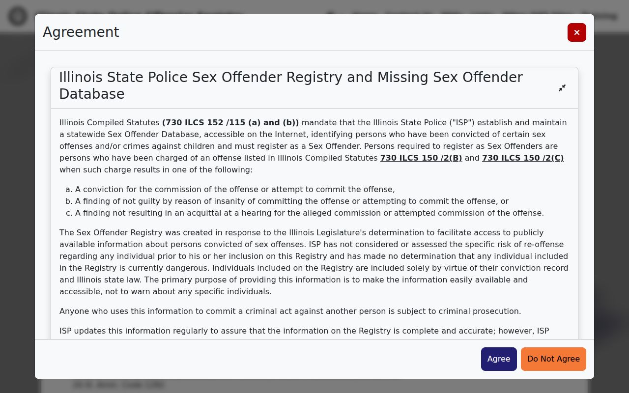 Burbank resident lookup using the Illinois State Police registry